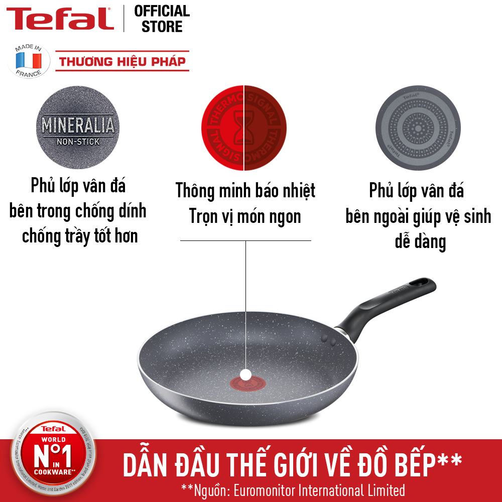 Chảo chiên chống dính Tefal Natura 24cm, dùng cho bếp gas và hồng ngoại- Hàng chính hãng