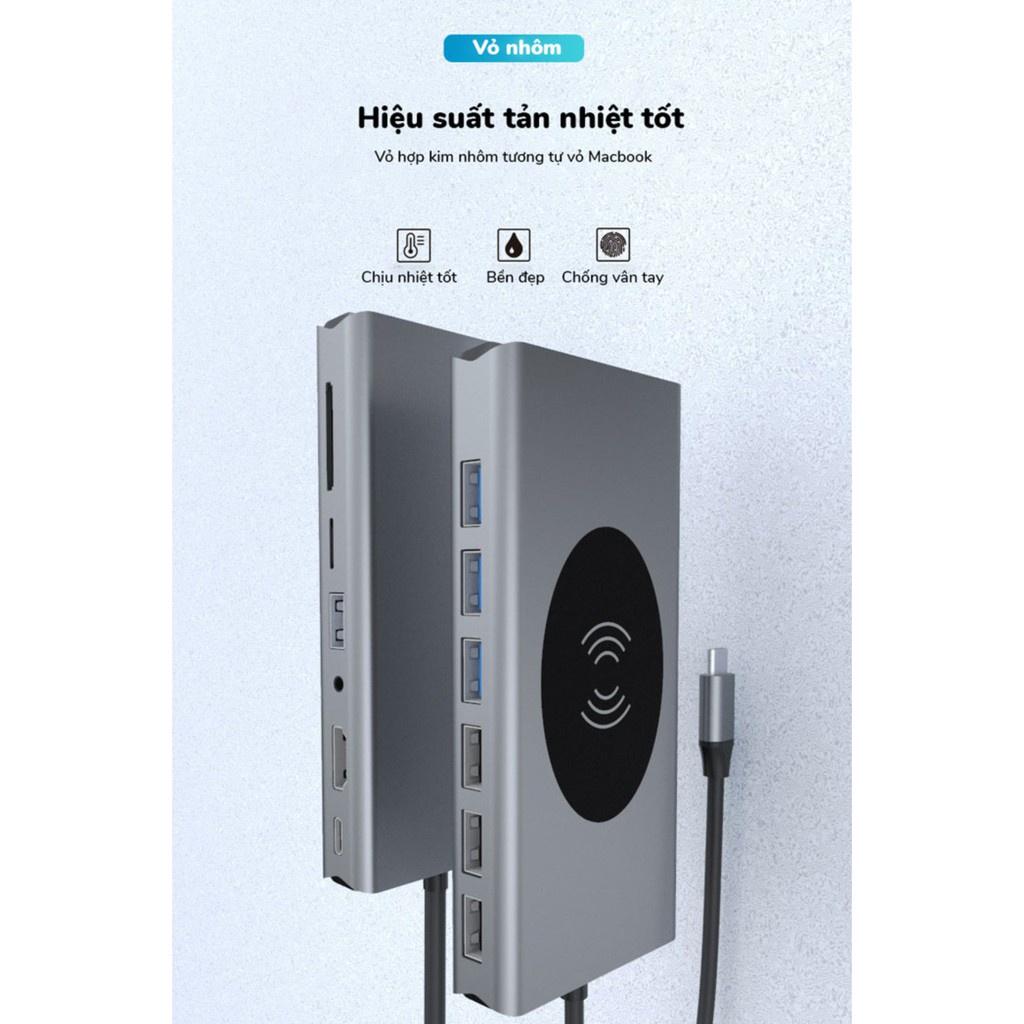 Hub 15in1 kiêm sạc không dây cho điện thoại 10W