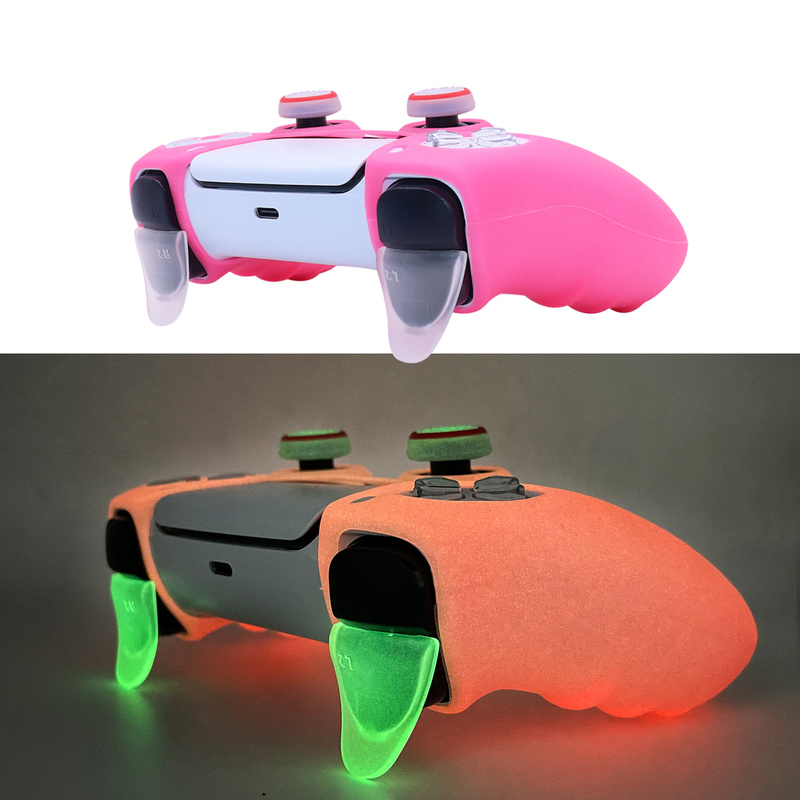 Vỏ silicon dạ quang phát sáng trong bóng tối cho bộ điều khiển PS5 Skin Phụ kiện trò chơi điện tử Hộp điều khiển tay cầm chơi game cho Playstation 5 Màu sắc: Hồng