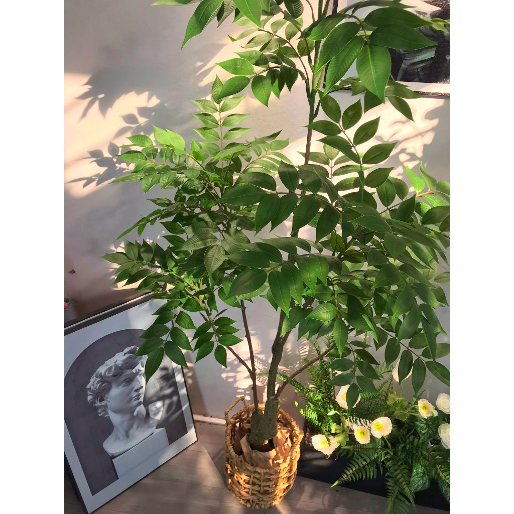 Cây nam thiên trúc giả - Cao 150cm - Thân nhựa lõi thép - Cây giả, hoa lụa Decor trang trí nhà cửa.