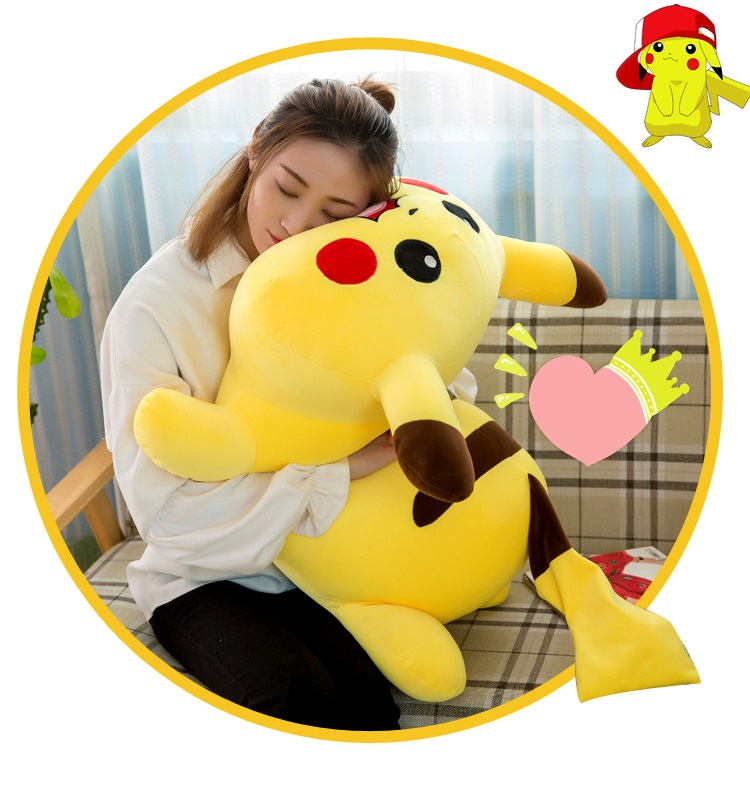 Gấu bông pikachu, thú nhồi bông gối ôm pikachu cao cấp vải nhung co giãn 4 chiều