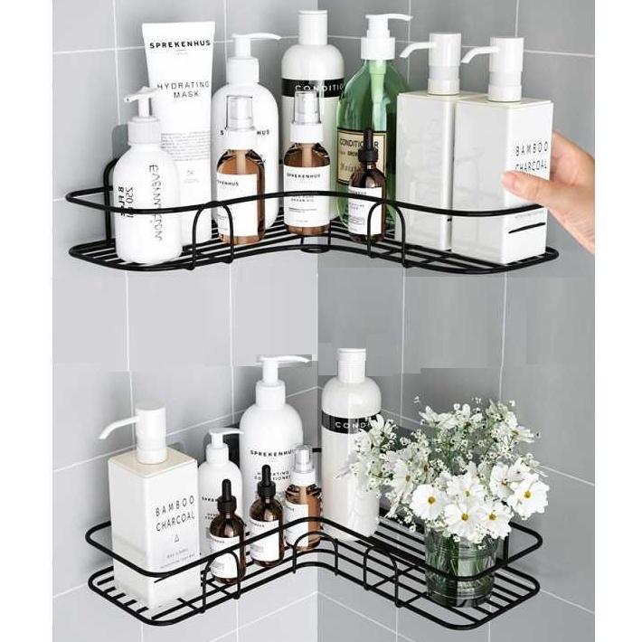 Kệ Góc Inox Dán Góc Tường Phòng Tắm, Phòng Bếp Tiện Dụng Kèm 2 Miếng Dán