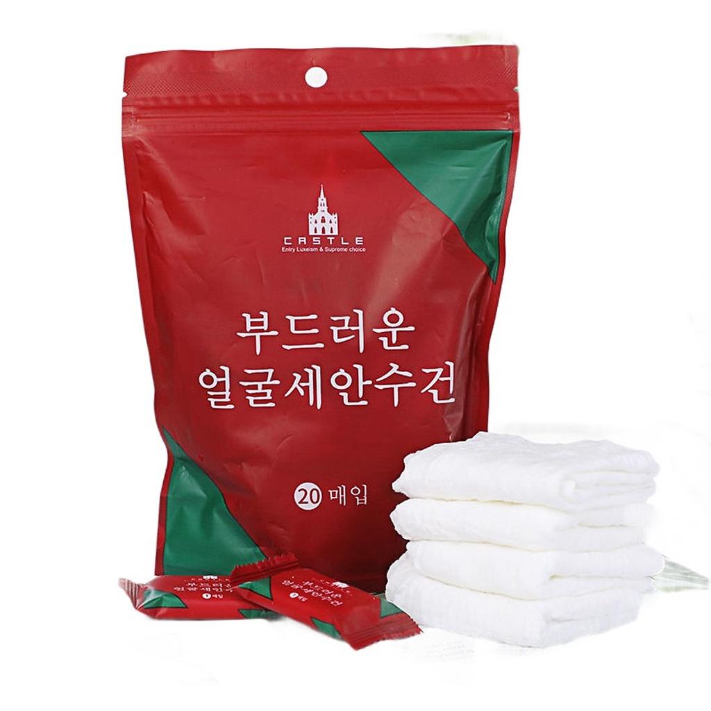 Gói 20 Chiếc Khăn Cotton Nén Sử Dụng Một Lần Tiện Dụng Cho Du Lịch Khổ 20x24cm Khăn Uớt Viên Kẹo