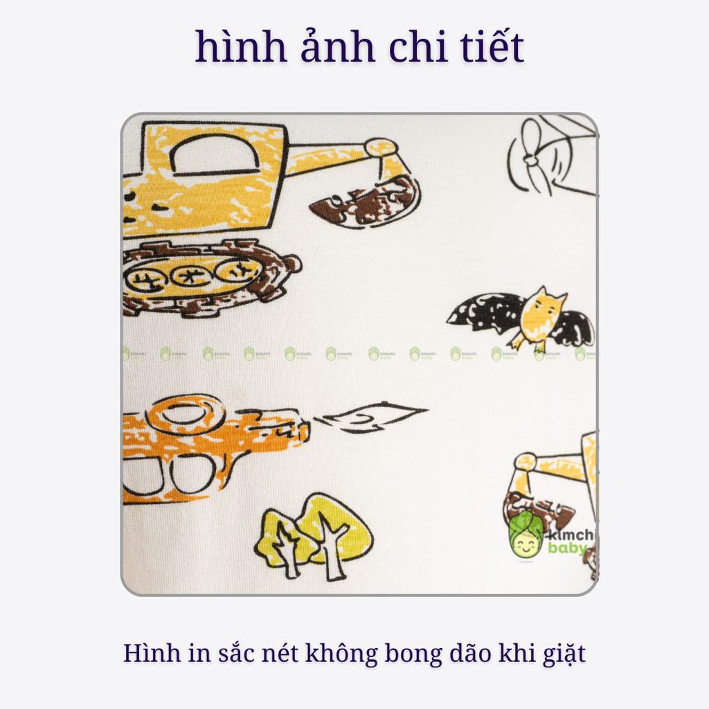 Đồ Bộ Bé Gái, Bé Trai Minky Mom Vải Thun Lạnh Họa Tiết Máy Xúc Hoa Lá Phối Viền, Bộ Dài Tay Thu Đông Cho Bé MKMTD2125