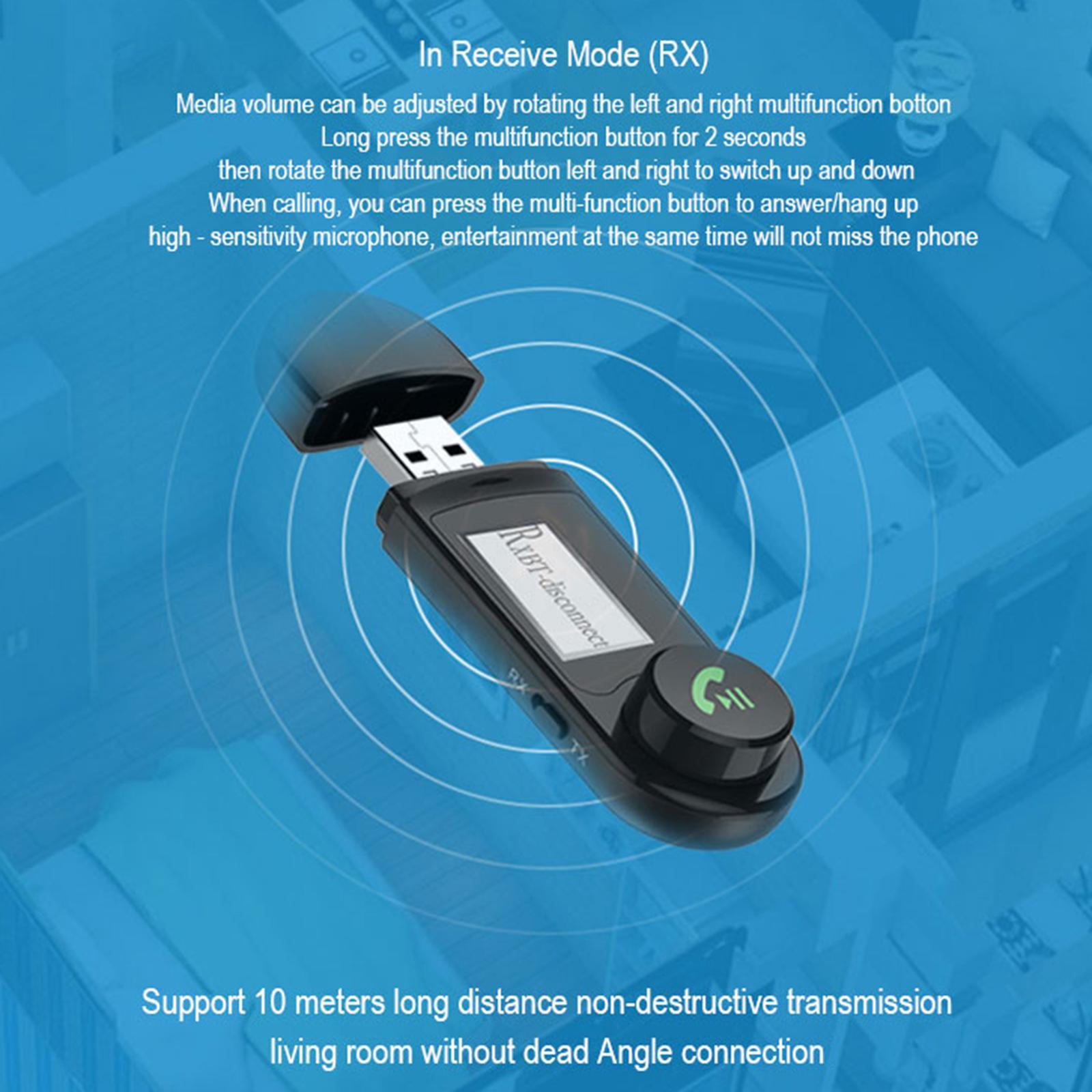 Bluetooth Receiver 2 in 1 LCD Display for Speaker Stereo Audio
