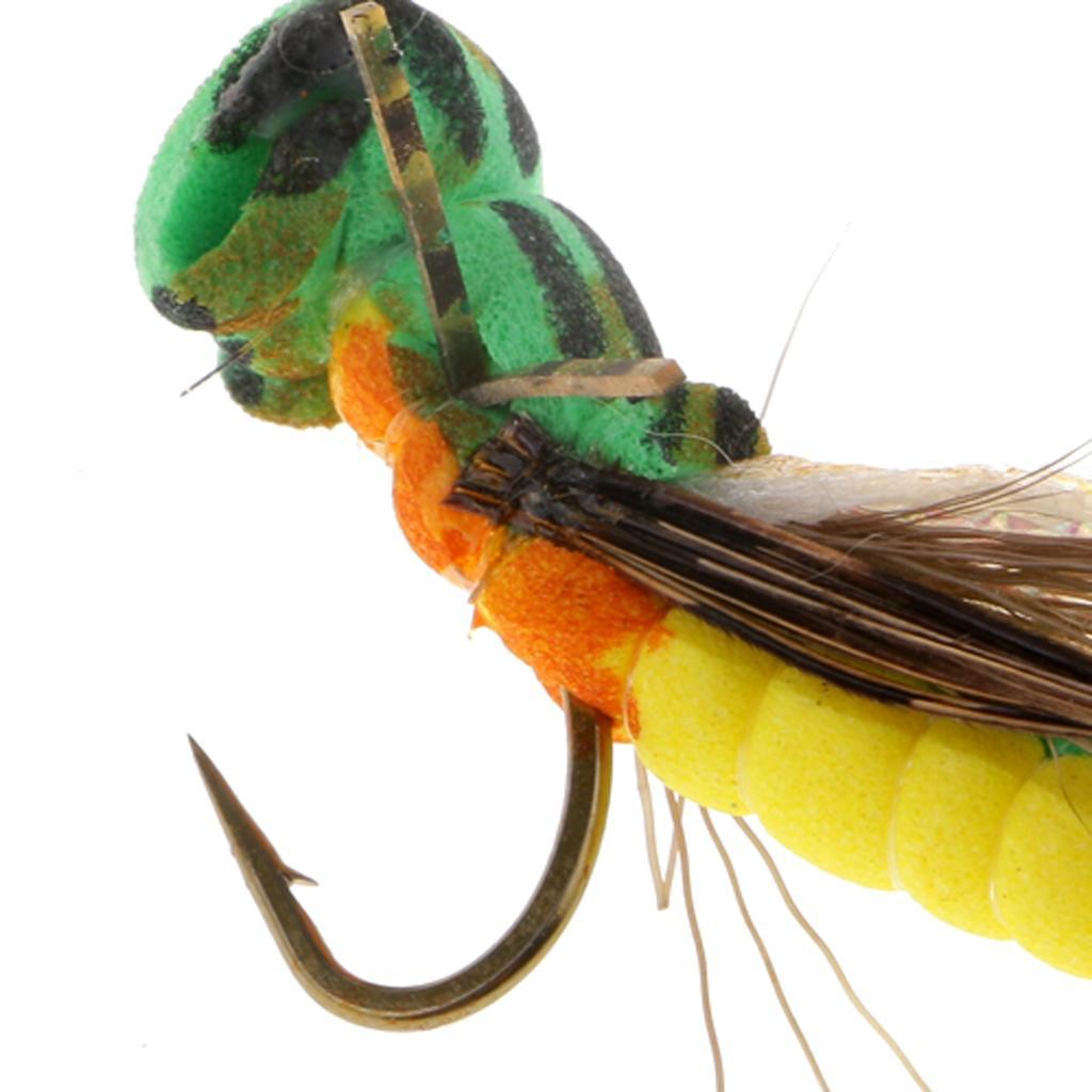 2pcs Grasshopper Handmade Fly Fishing Lures Floating Fly Fishing Flies