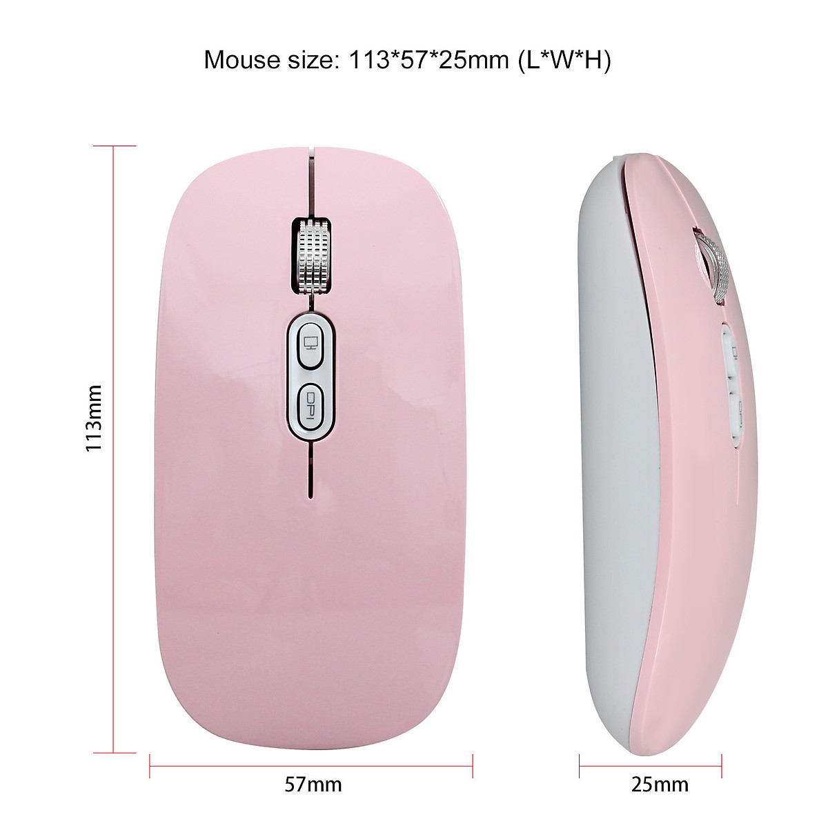 Hình ảnh Chuột không dây Pix-link  M103 hồng 2.4G sạc điện chống ồn khoảng cách tín hiệu 10m - Hàng chính hãng / Hàng nhập khẩu
