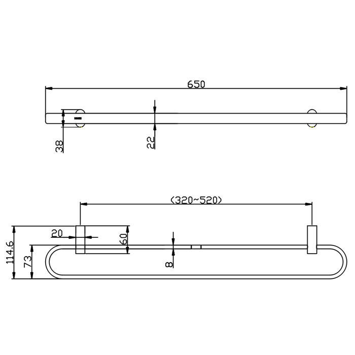 Thanh vắt khăn đôi nhà tắm 65cm dòng Alisa Moen - ACC2402