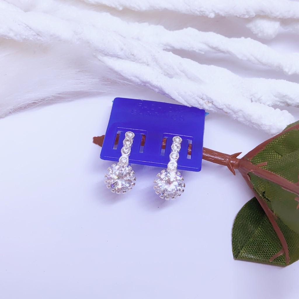 BÔNG TAI BẠC TA - BÔNG TAI ĐÁ TRÒN SANG CHẢNH -