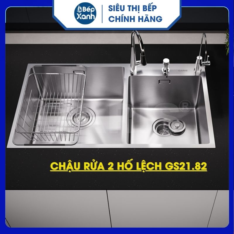 Chậu rửa chén 2 hố lệch Garis GS21.82 - Hàng Chính Hãng