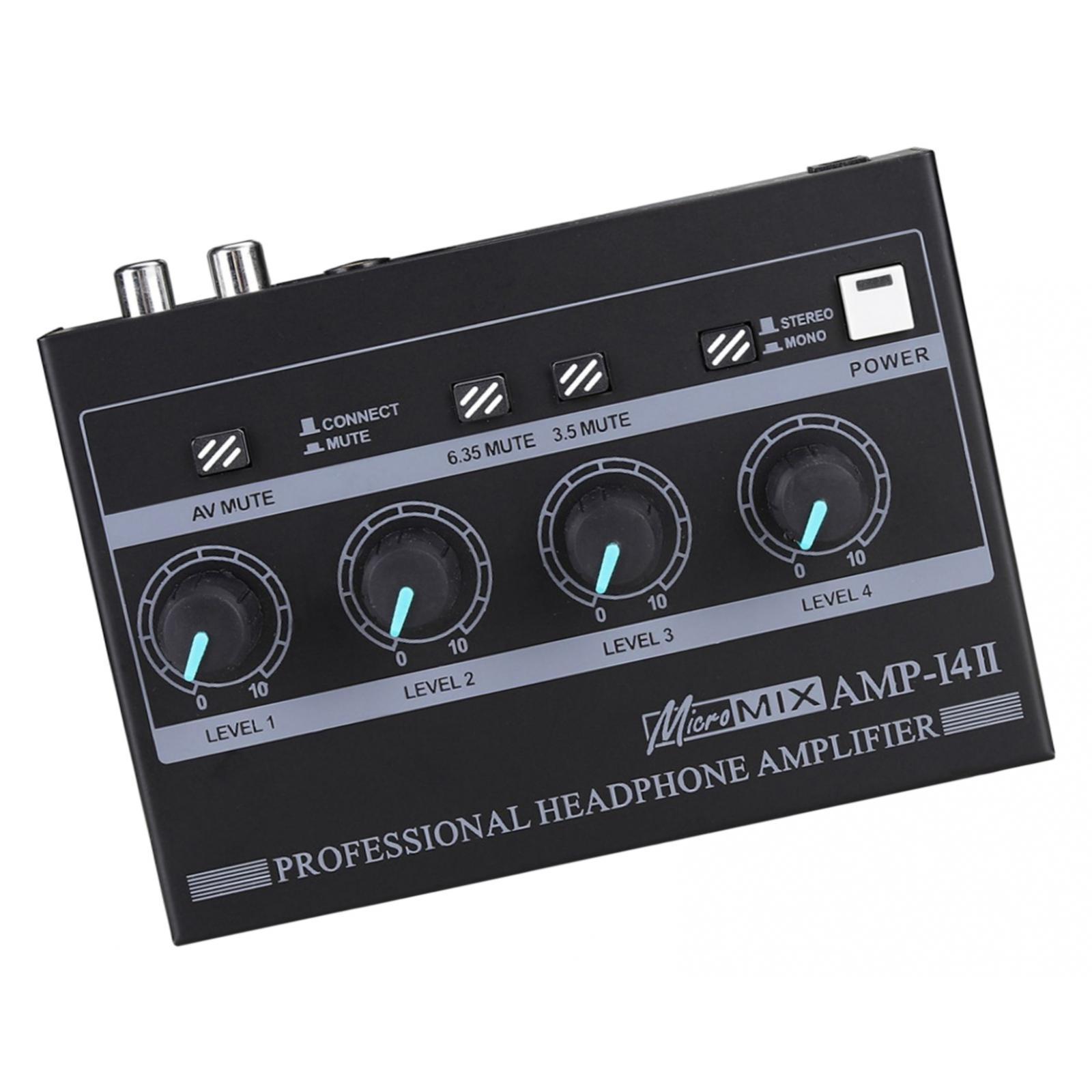 Headphone Amplifier Portable Compact RCA 6.35mm 3.5mm Input for Microphones