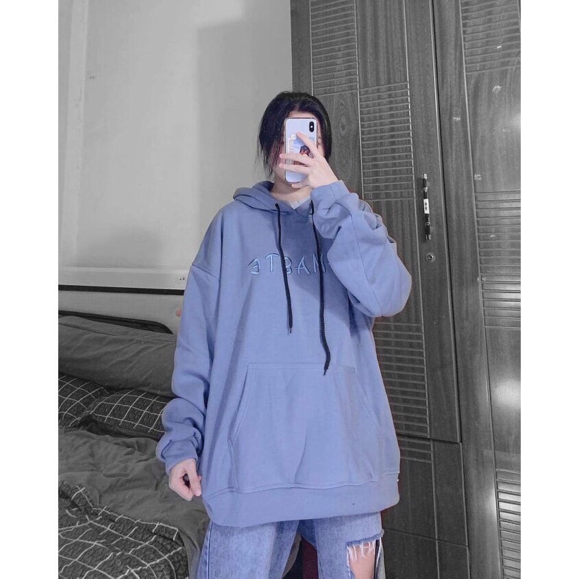 Áo Hoodies nỉ ngoại tay phồng cánh dơi Unisex thêu chữ thời trang TiH030
