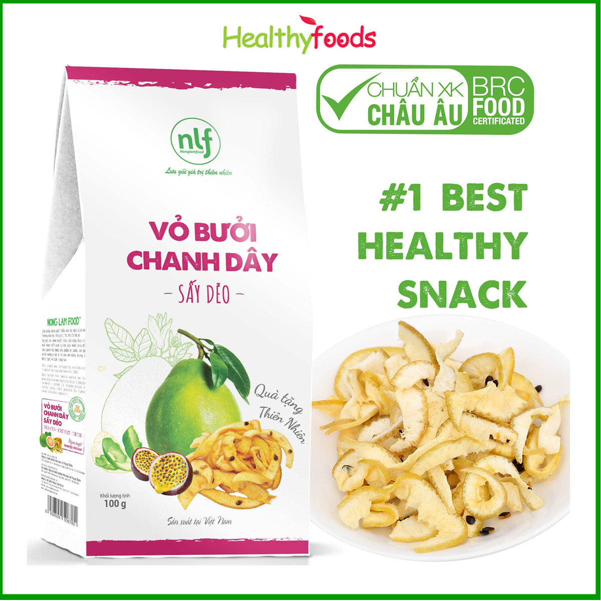 Vỏ Bưởi Chanh Dây Sấy Dẻo Nông Lâm Food, 100% Từ Thiên Nhiên, Đô Ăn Vặt Tốt Cho Sức Khỏe Giảm Cân Đẹp Da- Hàng Chính Hãng