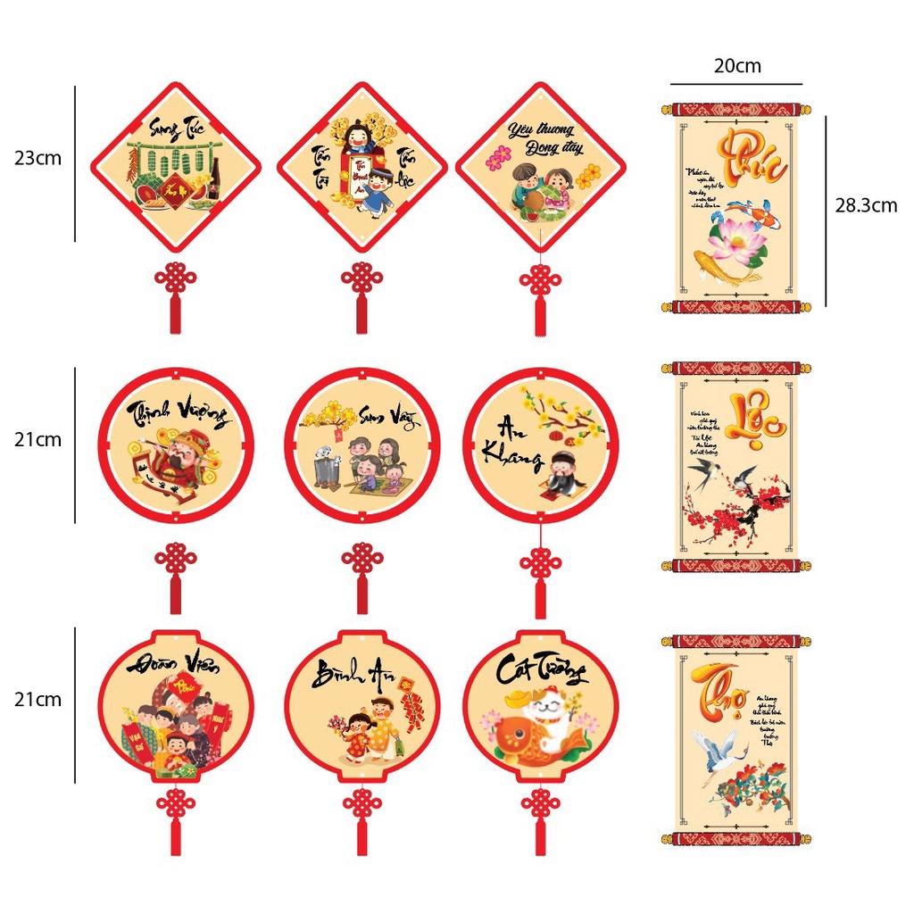 Tranh gỗ bảng gỗ treo trang trí tết chữ Tài lộc chú bé múa lân sắc đỏ rực rỡ tặng kèm móc dán