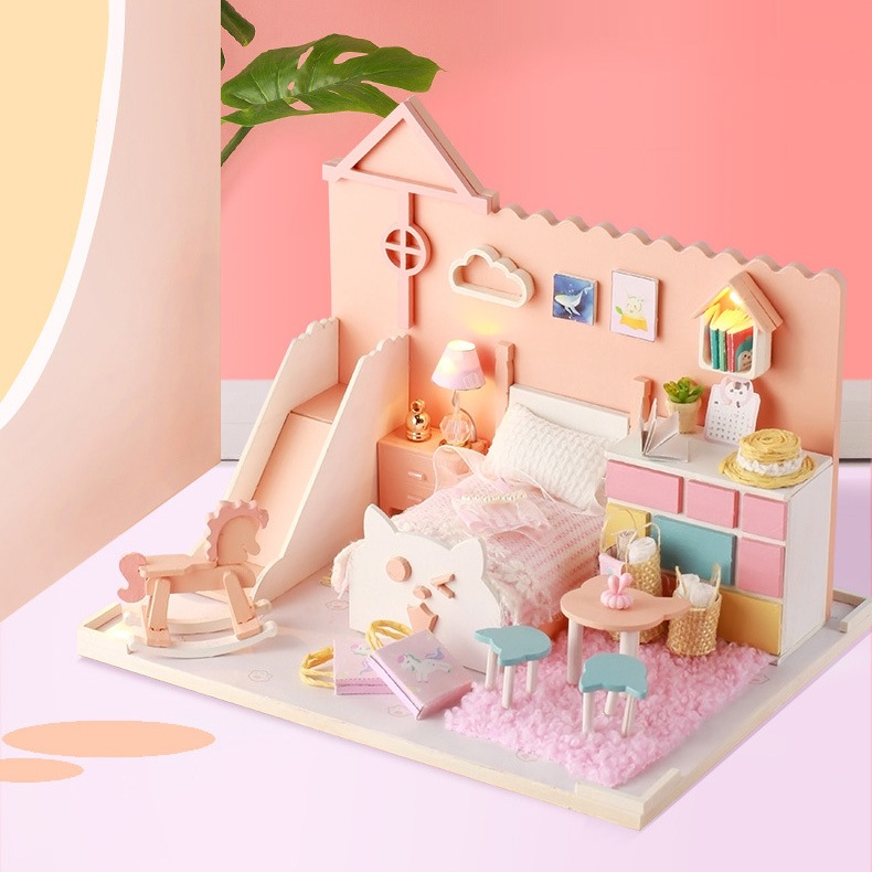 Mô hình nhà DIY Doll House Mia's Cat House Kèm Mica Chống bụi