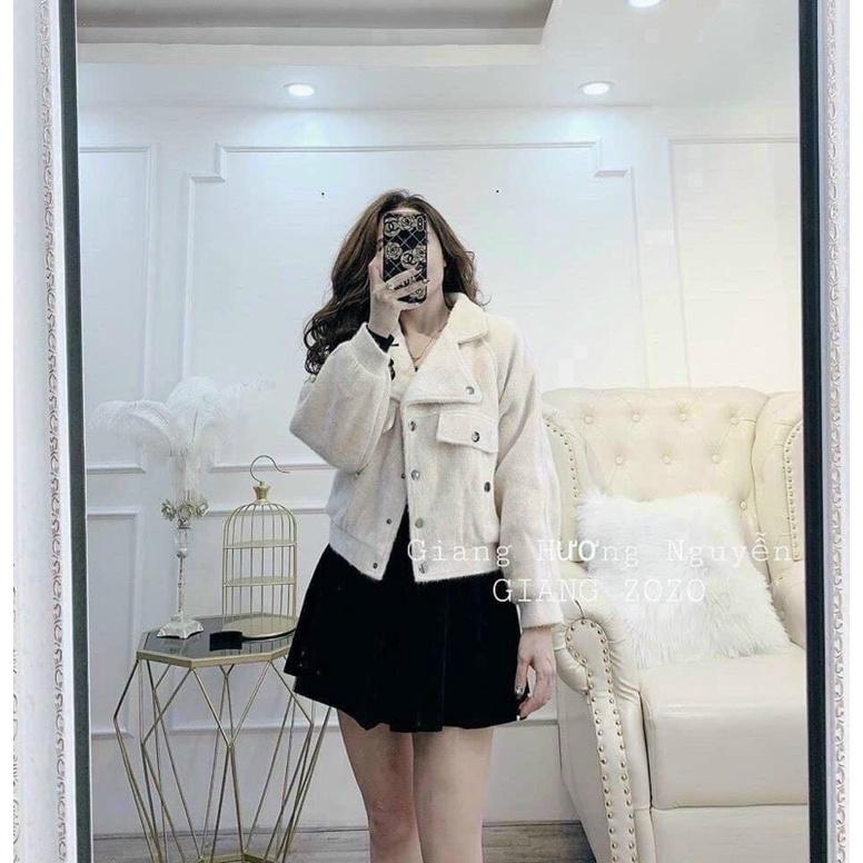 Áo dạ lông Quảng Châu form ngắn hàng 2 lớp cực xinh
