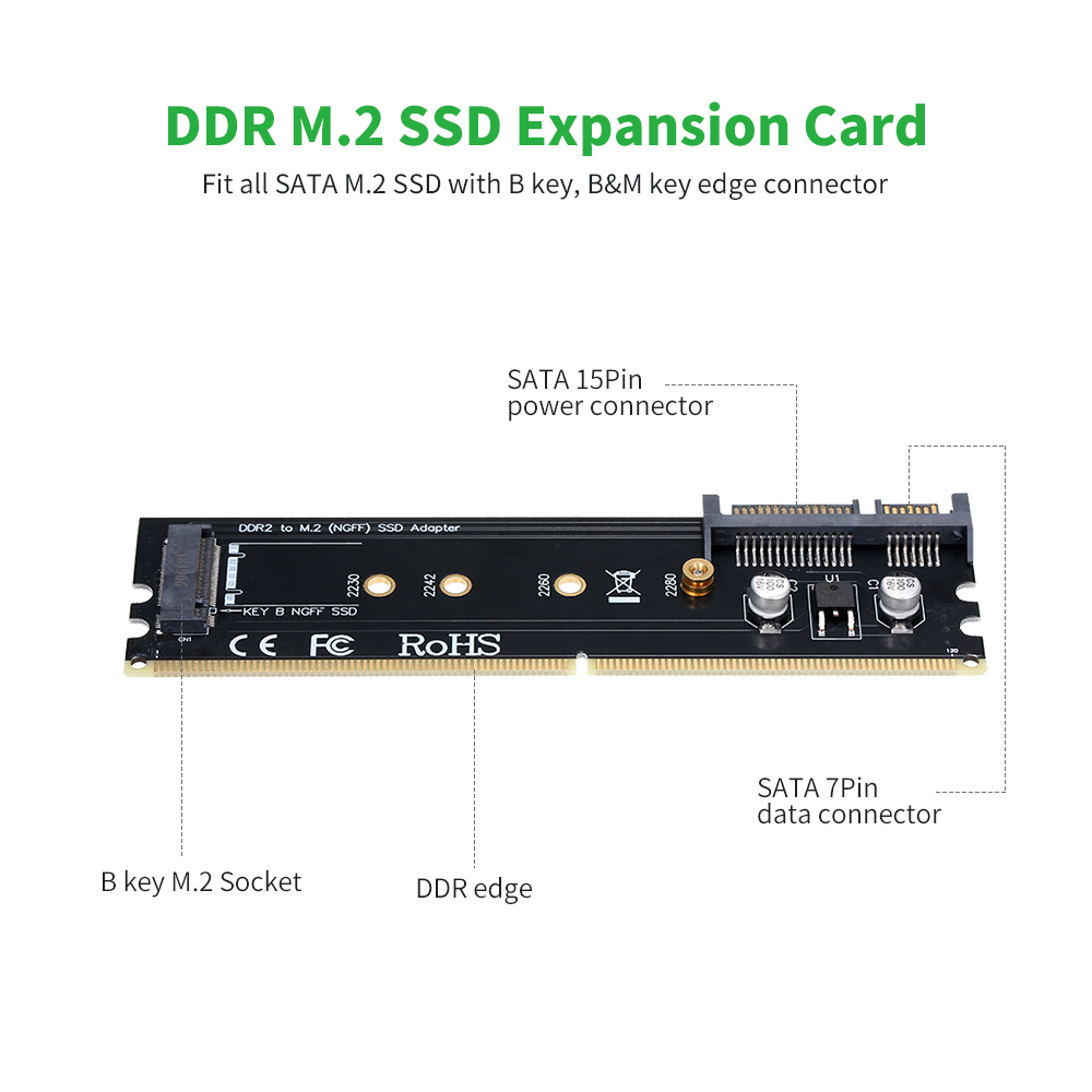 Bộ chuyển đổi ổ cứng DDR sang M.2 ATA sang M.2 B-key 2230/2242/2260/2280