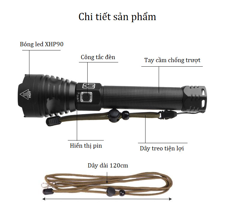 Đèn pin siêu sáng XHP90 SL-1909 ( Độ sáng cao, chiếu siêu xa )