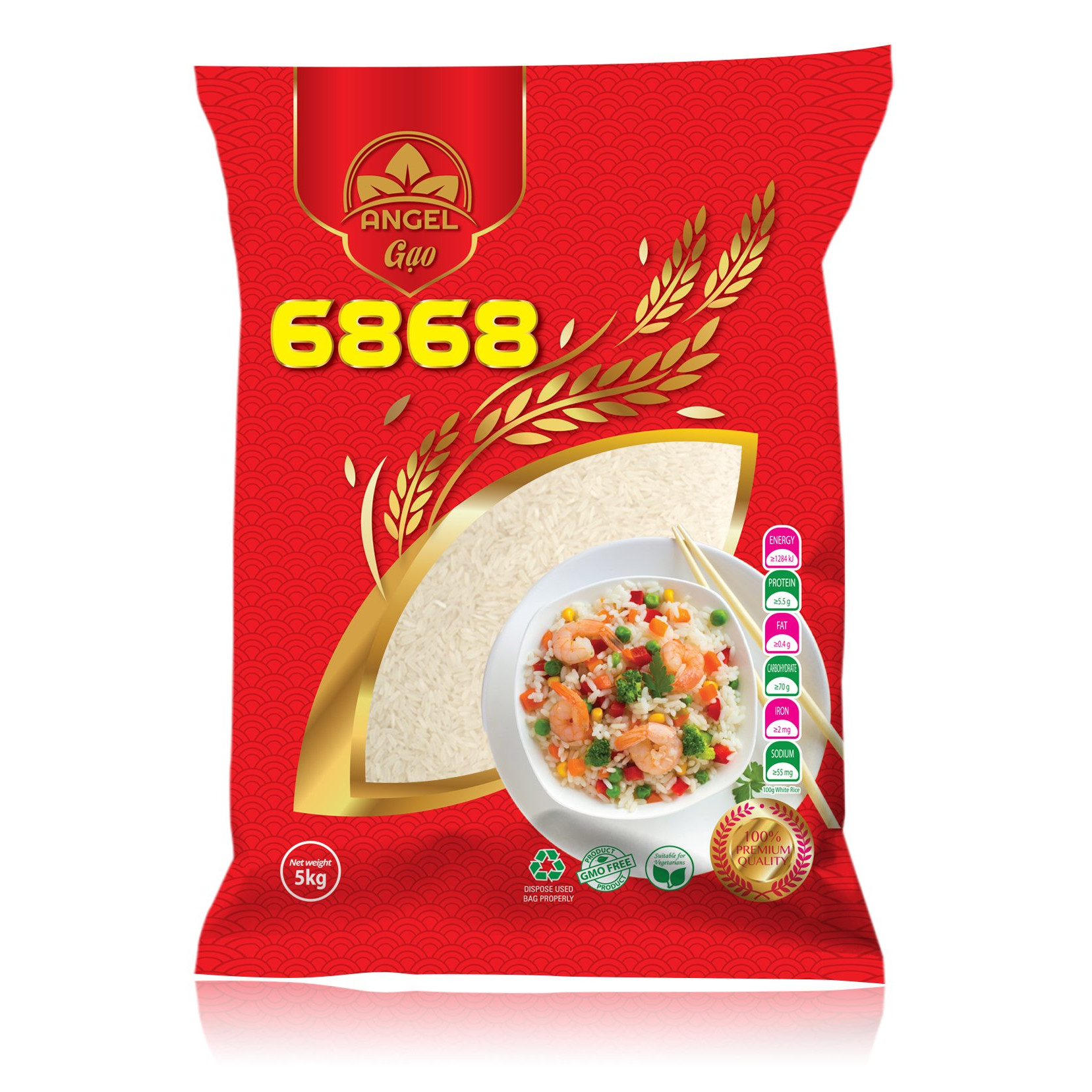 Gạo Trắng 6868 Angel túi 5kg