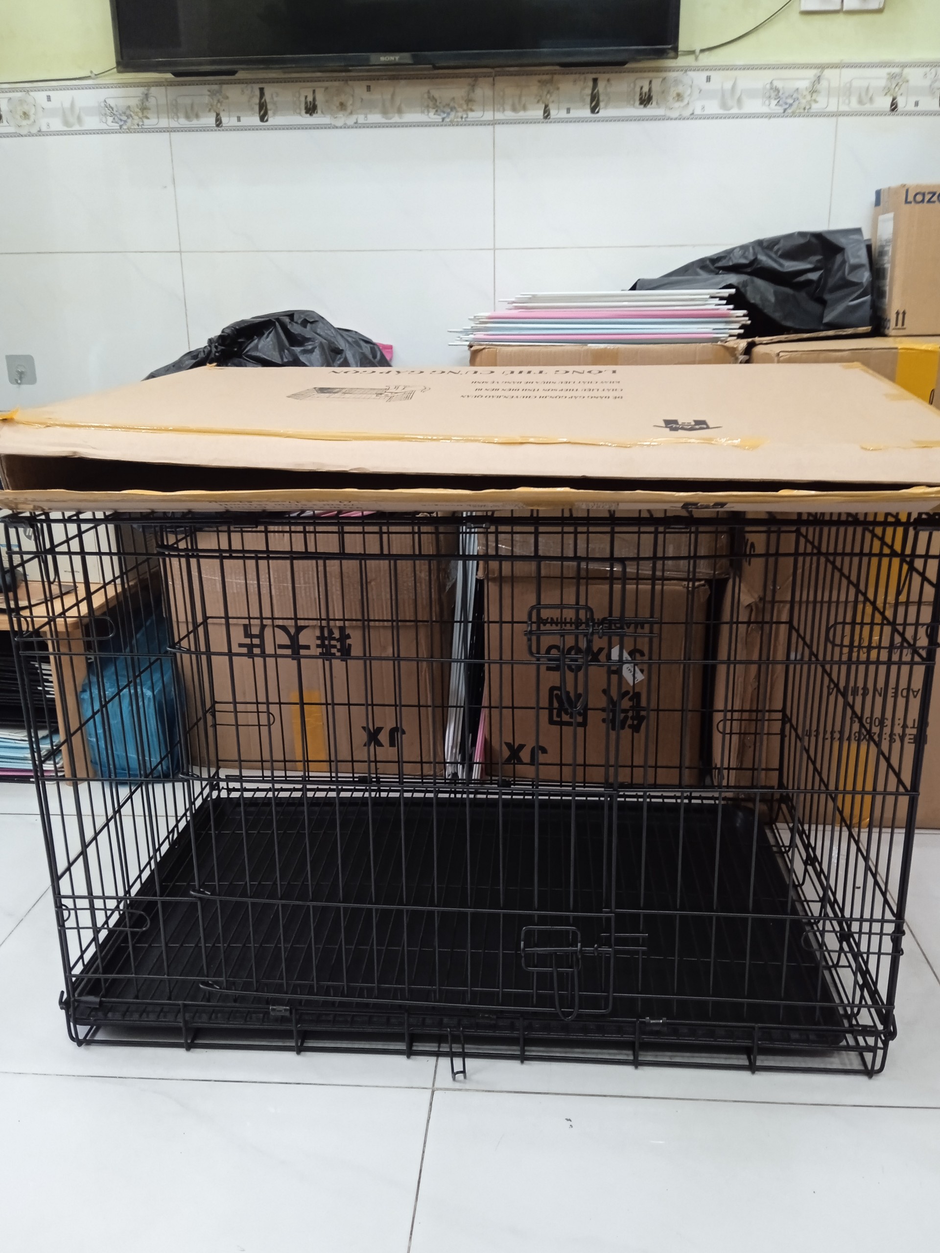 CHUỒNG CHÓ SIZE LỚN NAN SIÊU DÀY 90X60X65CM GẤP GỌN TIỆN LỢI DÀNH CHO PET LỚN