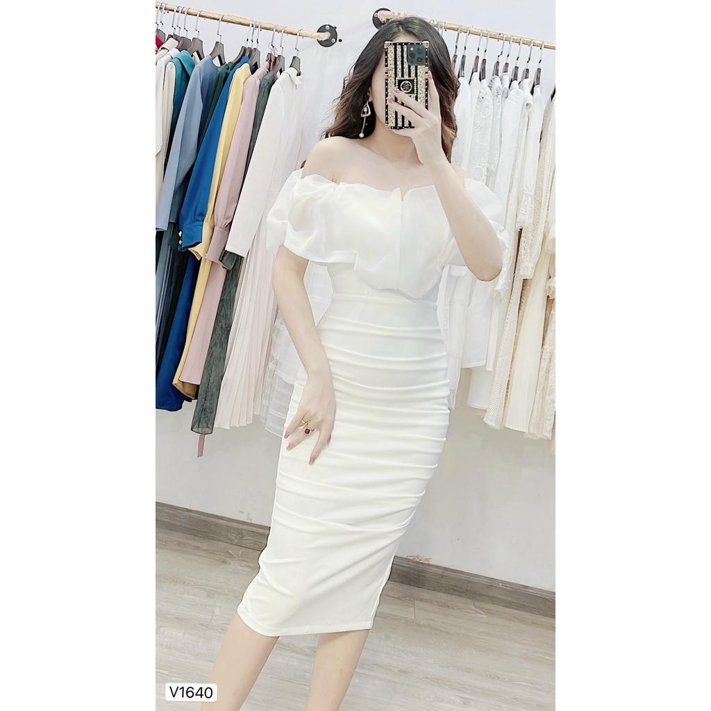 Đầm Dự Tiệc Body Trễ Vai Candy Dress Chất Liệu Umi Hàn Màu Trắng - Váy Dự Tiệc Chất Co Giãn