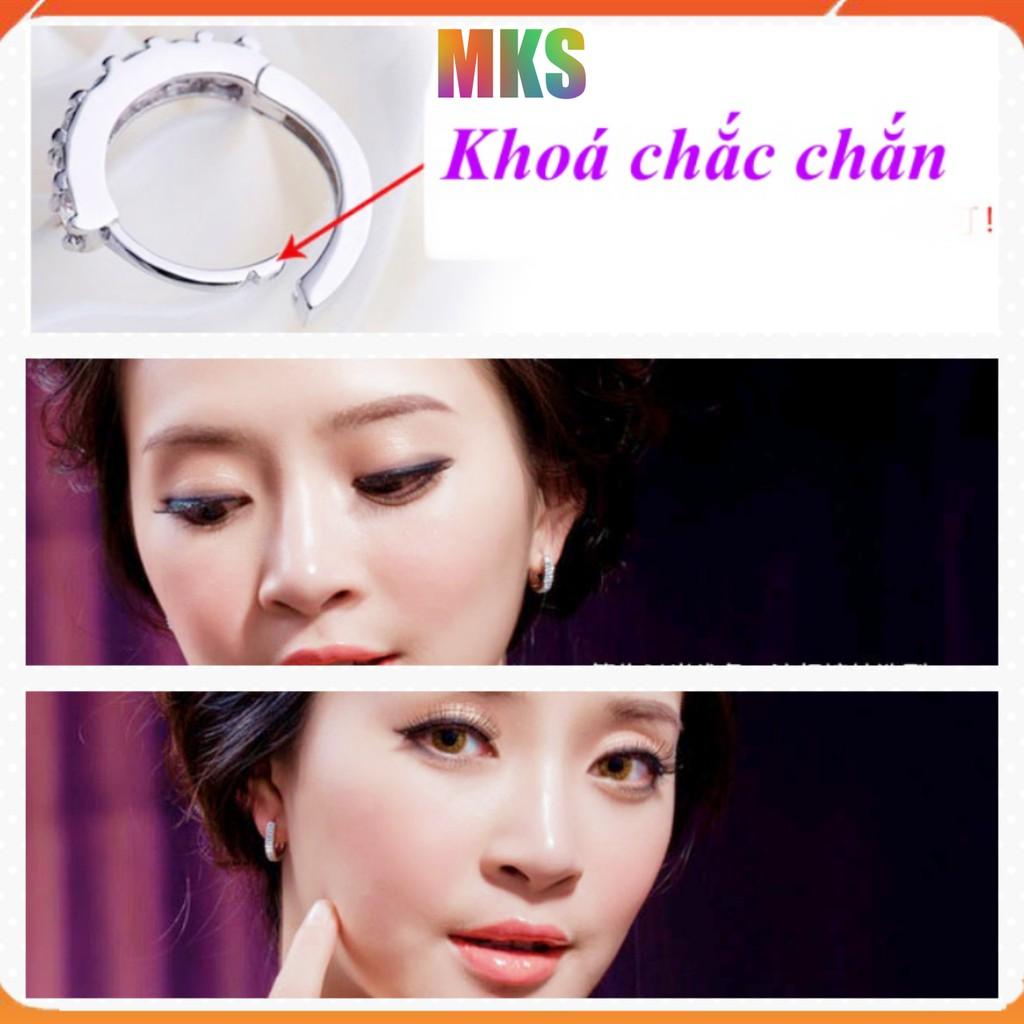 Hoa tai bạc ý S925, bông tai bạc phong cách Hàn Quốc kiểu dáng tròn đính đá lóng lánh.