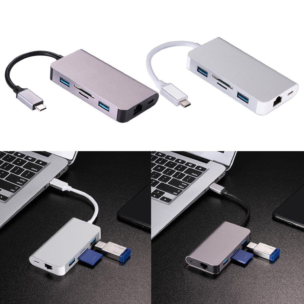 Type C to RJ45 Gigabit Ethernet Adapter USB-C PD TF  Converter Hub