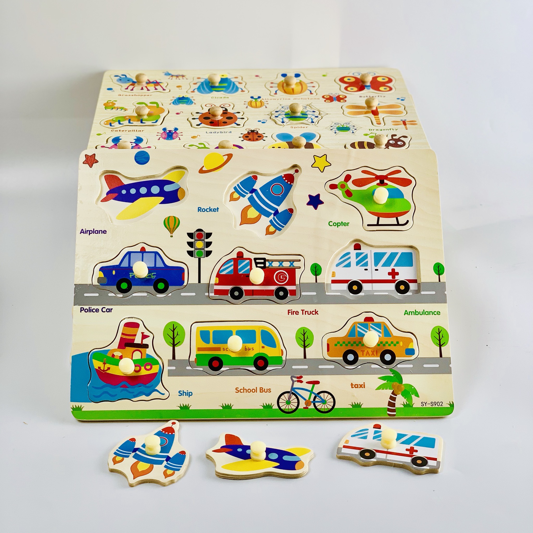 Set 5 bảng ghép hình có núm _ đồ chơi giáo dục MK02