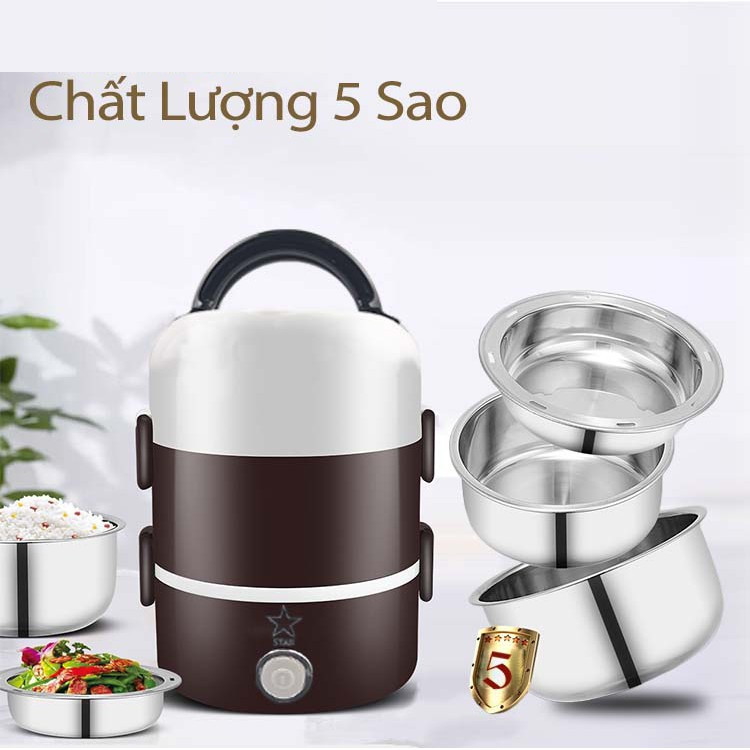 Hộp Cơm 3 Tầng Giữ Nhiệt Inox An Toàn – Hộp Đựng Cơm Cắm Điện 3 Tầng Cao Cấp Văn Phòng Đựng Thức Ăn Chính Hãng