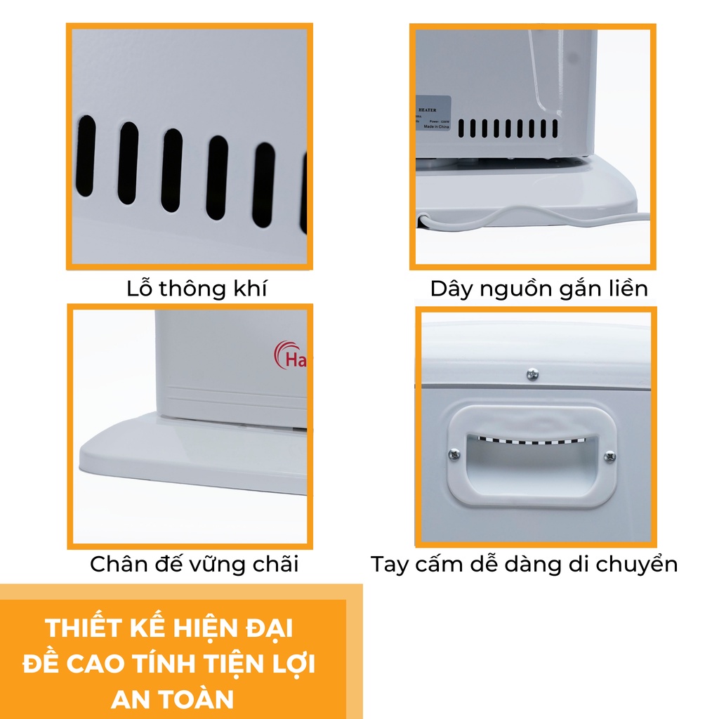 Quạt sưởi điện hai bóng Halogen HR-HT1200A -hàng chính hãng thương hiệu Hare - bảo hành 18 tháng