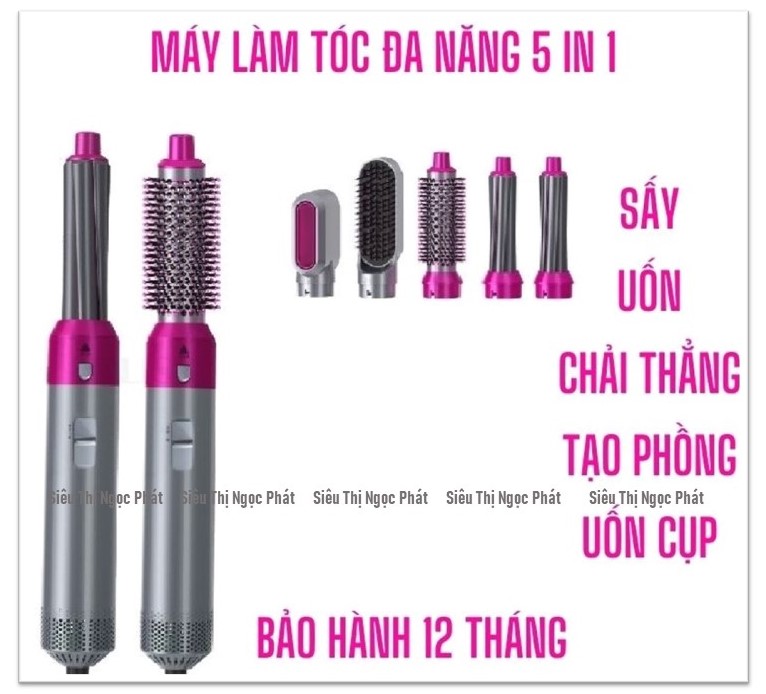 MÁY TẠO KIỂU TÓC 5 TRONG 1 (Sấy, uốn, chải thắng, tạo phồng, uốn cụp)_Tiện Lợi Khi Đi Du Lịch