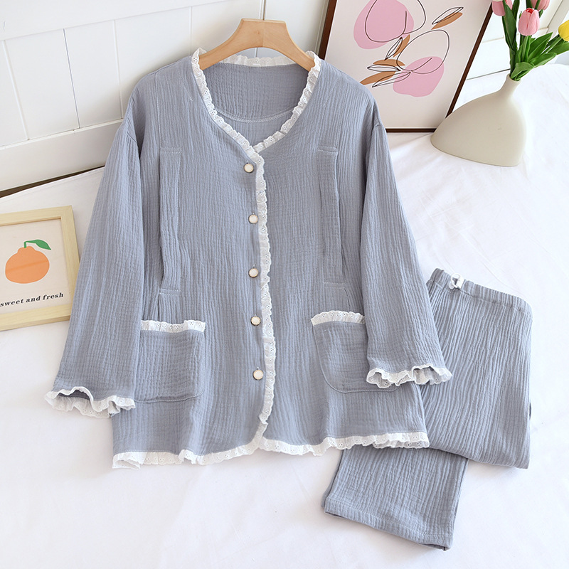 Bộ Đồ Pijama mặc bầu và sau sinh thô đũi dài tay Hàng cao cấp mặc hè xuân và thu đông có khe mở cho con bú