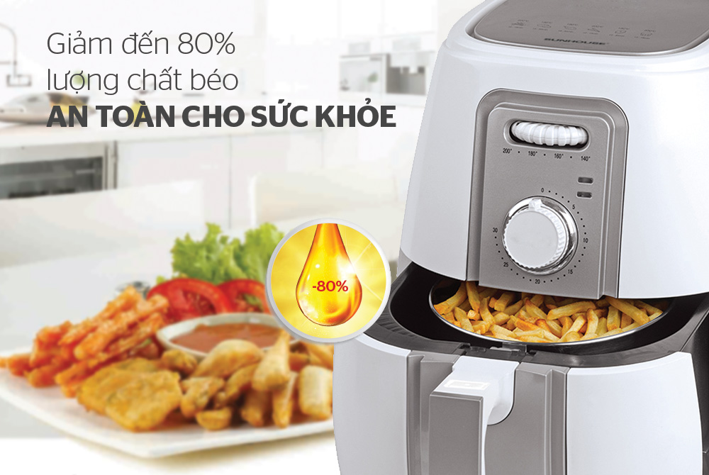 Nồi Chiên Không Dầu Sunhouse SHD4023W - Hàng Chính Hãng