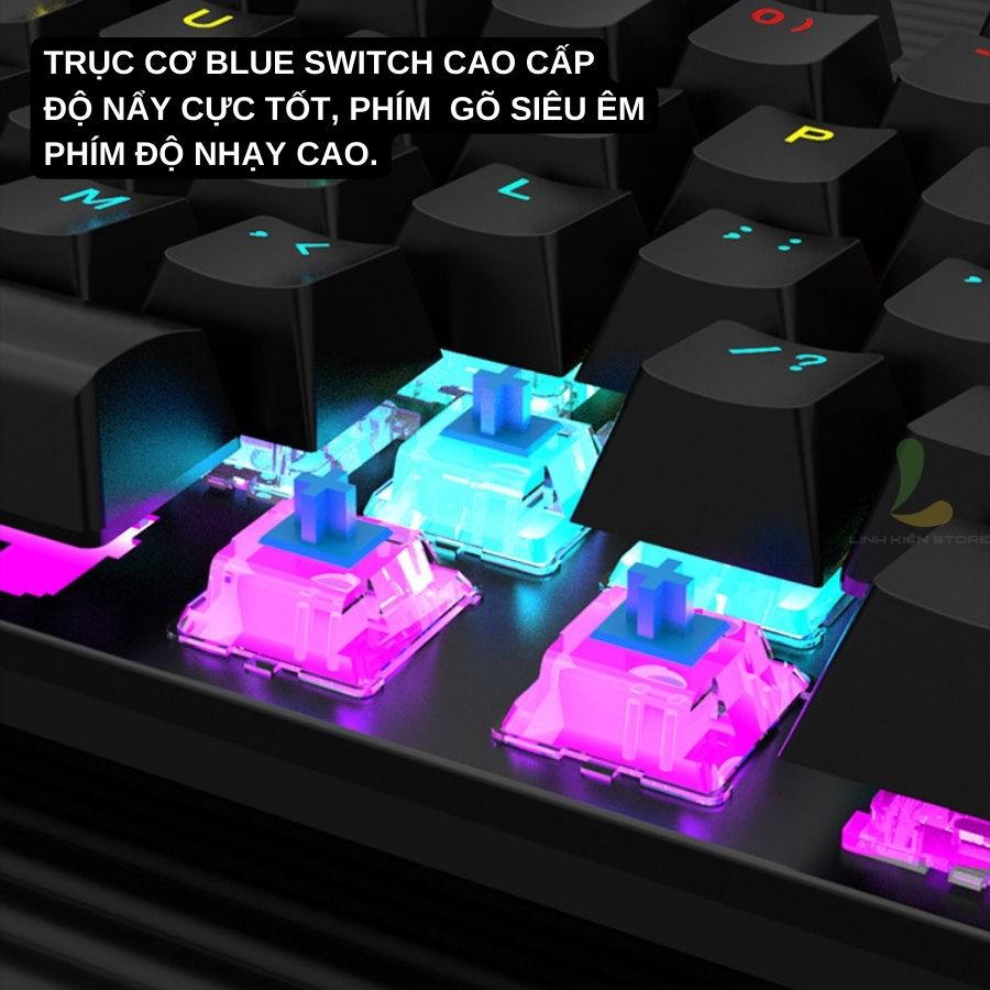 Bàn phím cơ XUNFOX K50 - Bàn phím gaming 104 phím cơ học kết hợp đèn LED cực đẹp, độ bền đến hơn 10 triệu lần nhấp - Hàng nhập khẩu