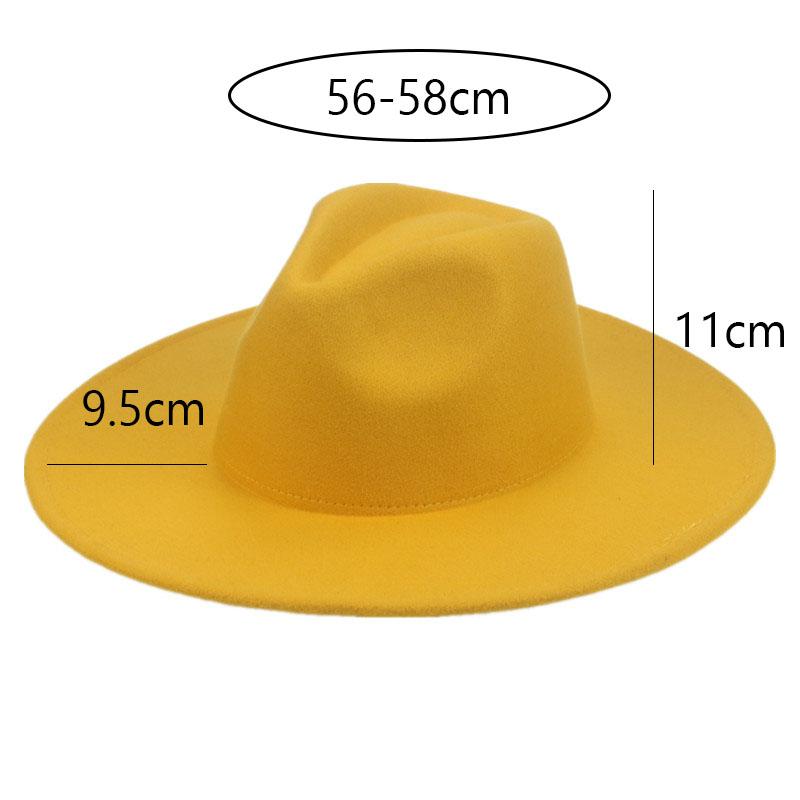 Vành Tròn Fedora Lớn Vành 9.5Cm Trắng Kaki Nữ Nón Mùa Thu Đông Nỉ Form Đầm Suông Giáo Hội Panama Mùa Đông Nón Sombreros de Mujer