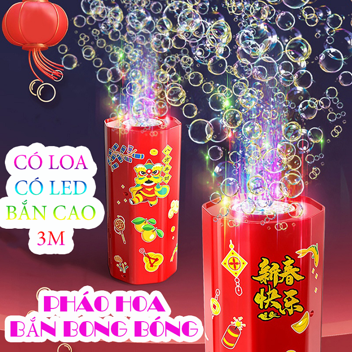 Máy Điện Thổi Bong Bóng Xà Phòng Tự Động - Có Đèn Led Nhiều Màu Kèm Nhạc - Trang Trí Ngày Lễ, Tết