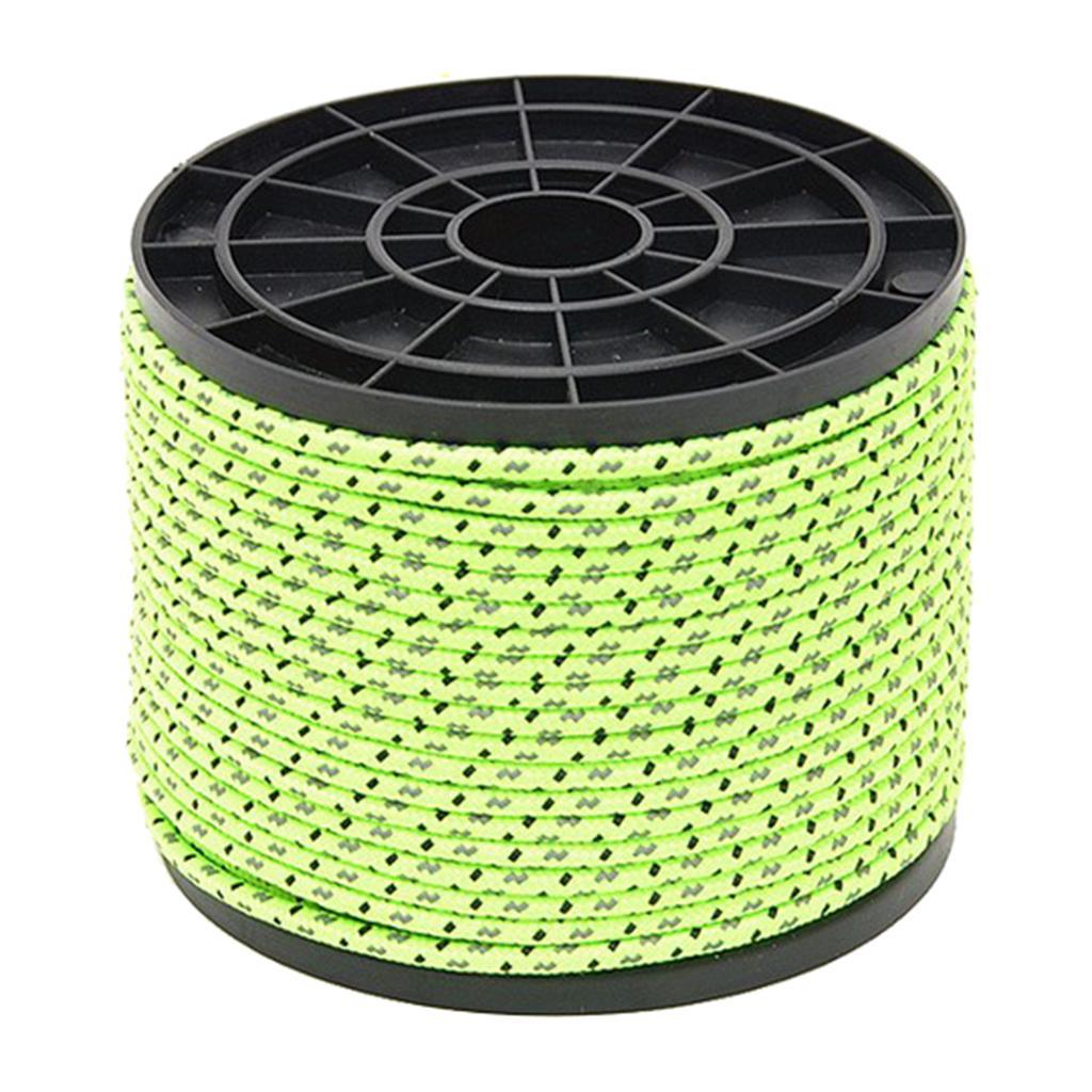 50m Camping Guy Line Reflective Camp Tent  Rope Reel  4mm Thick