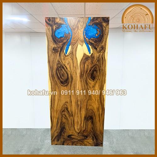 Bàn dài gỗ ghép kết hợp epoxy gỗ me tây nguyên tấm KE20010