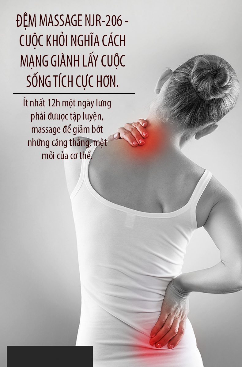 Gối/đệm massage đa năng kéo dài hỗ trợ chữa trị, làm giảm đau thắt lưng, đau cột sống cổ