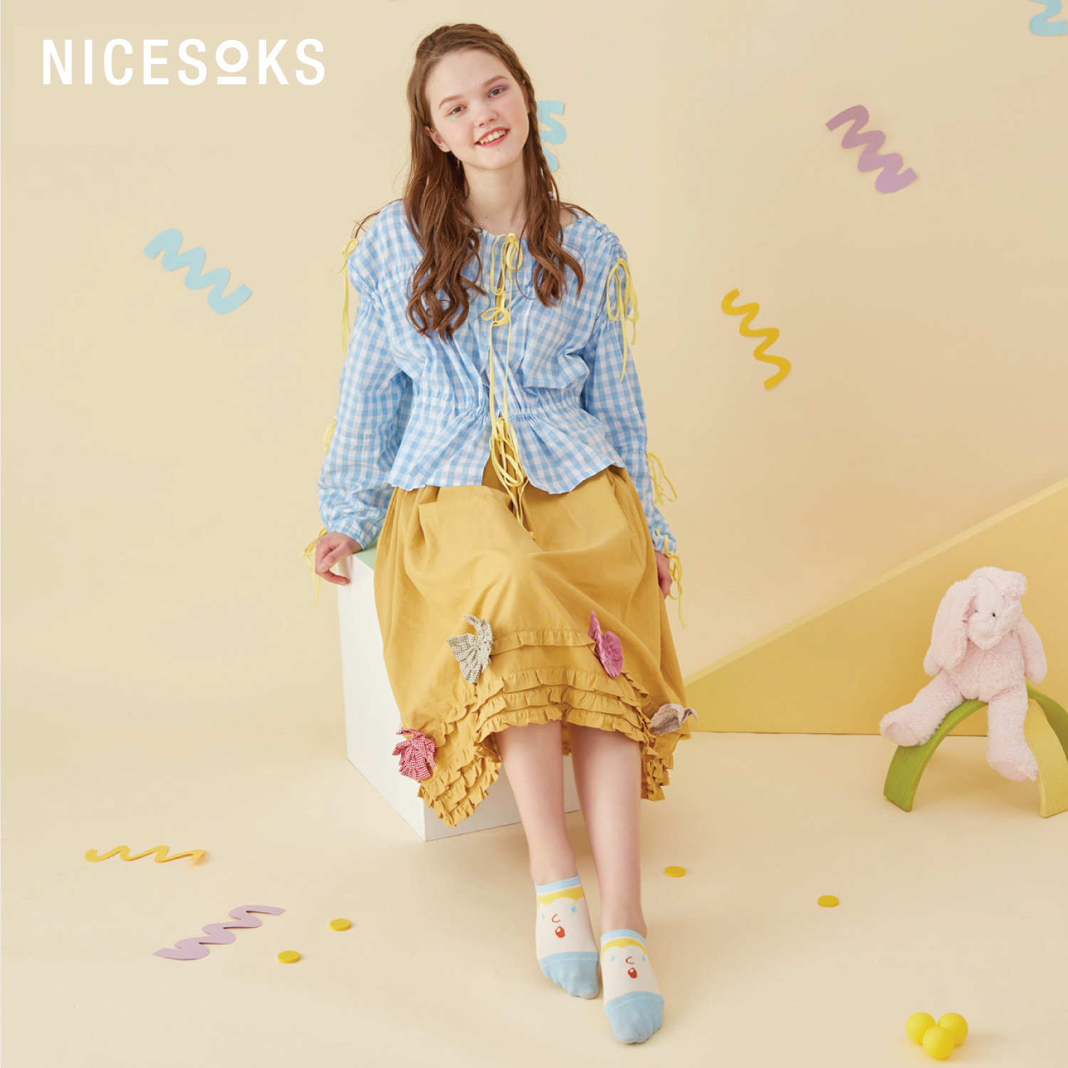 Set hộp 3 đôi tất nữ NICESOKS - NS518713FS chất liệu cotton cao cấp, dáng lười ngắn cổ thể thao, họa tiết cute , hàng chính hãng