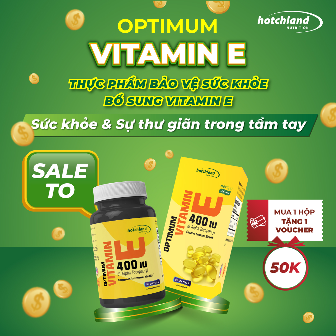 Viên uống bổ sung vitamin E giúp da, tóc đẹp Optimum Vitamin E chính hãng [Hộp 60 Viên]-HL3692