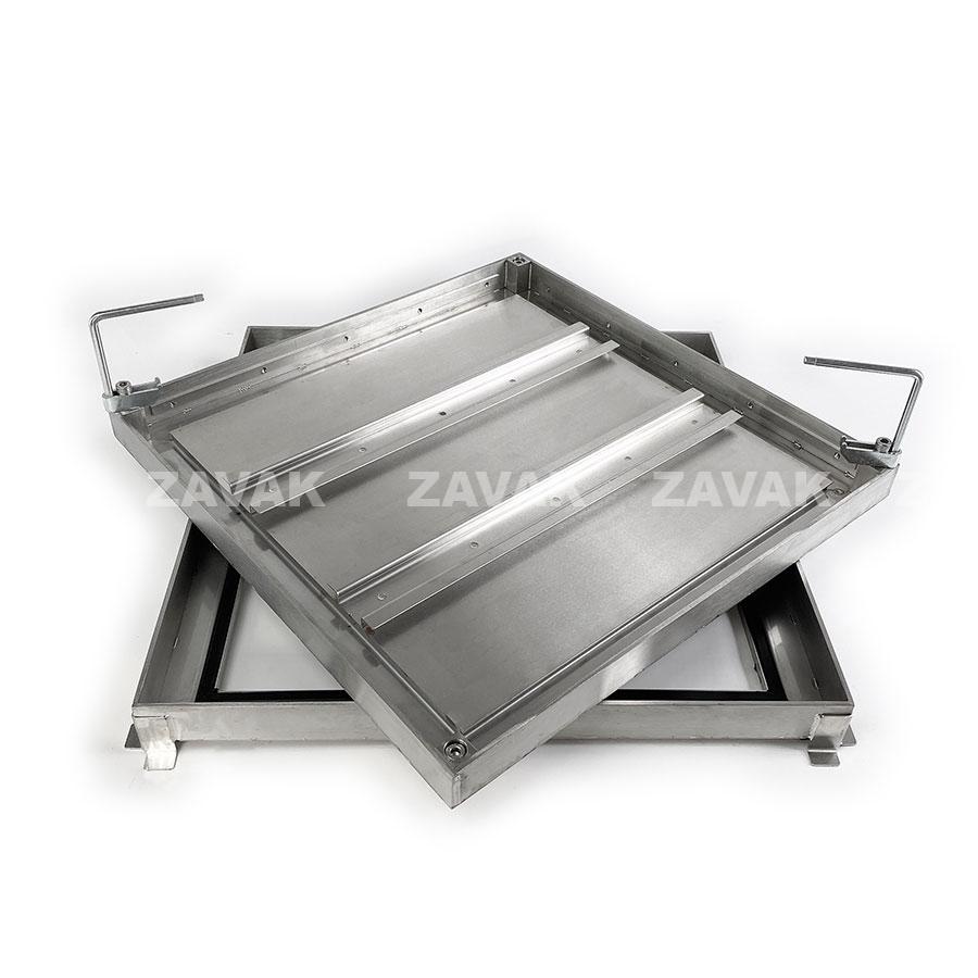 Nắp bể ngầm Zavak MHE-50 KT50x50cm, chống nước, ngăn mùi, lát gạch 1.2 cm, chịu tải xe 2.4 tấn, inox 304