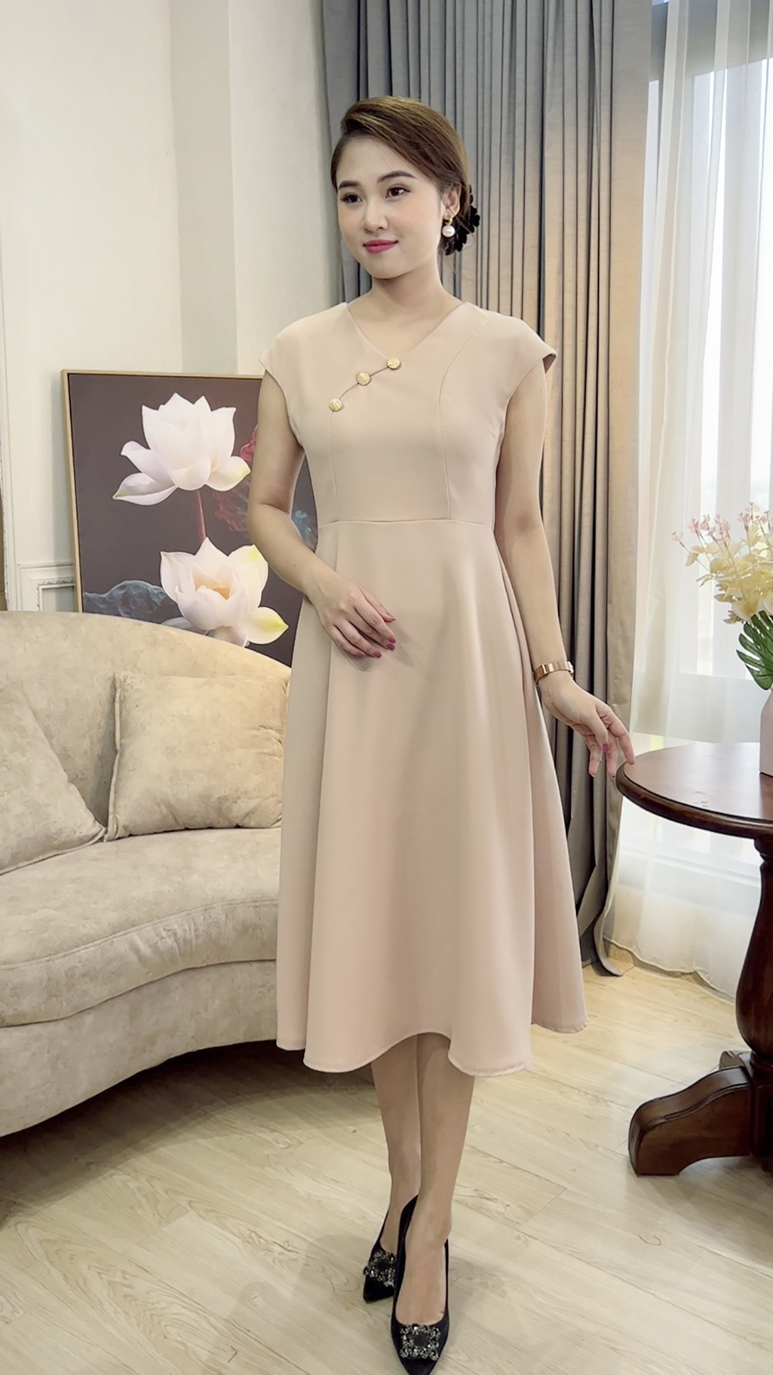 Linh Trà - Đầm Trung Niên Dáng Dài [TM357] Kiểu Dự Tiệc Cao Cấp Vải Chiffon