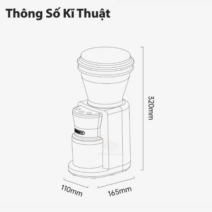 Máy xay hạt cà phê tự động tích hợp 34 chế độ xay thương hiệu HiBREW G3 công suất 220W - Hàng Chính Hãng