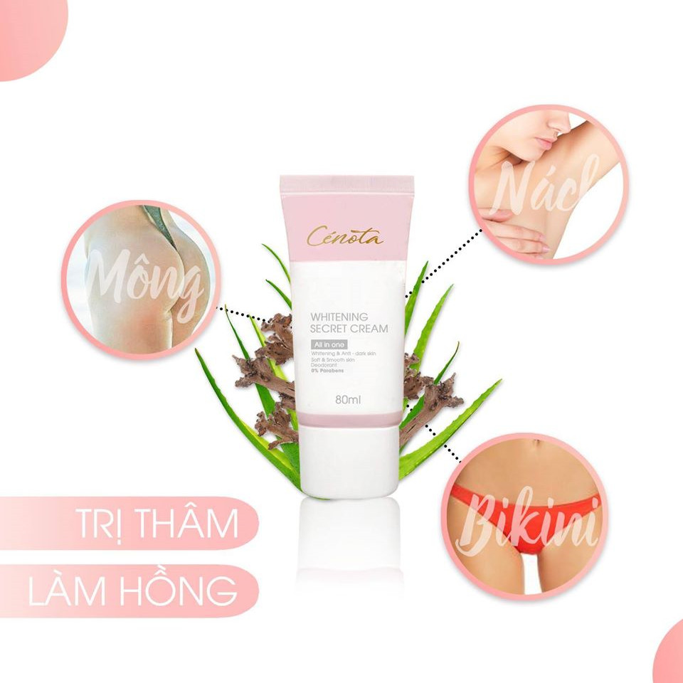 Kem mờ thâm vùng kín Thâm nách Thâm môi Thâm do mụn Cenota Whitening Secret Cream 80ml