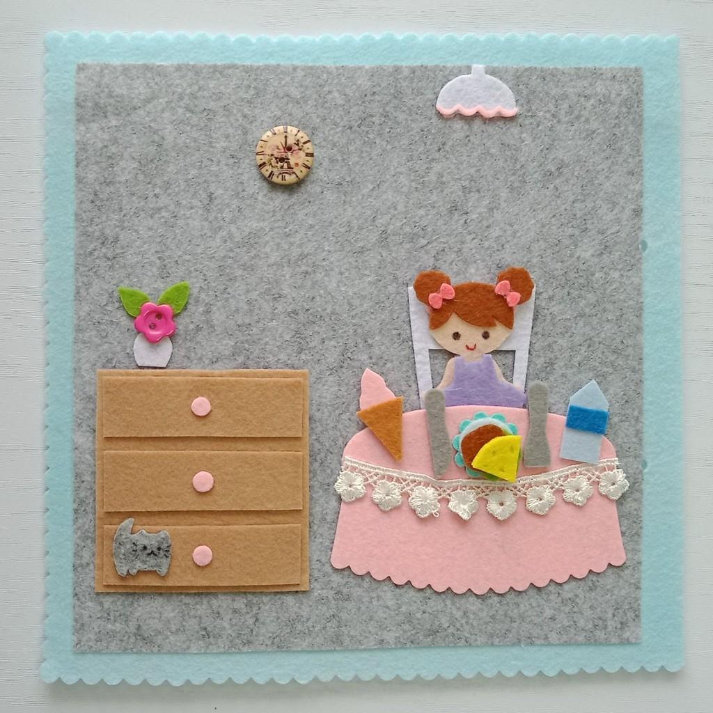 Đồ chơi Sách vải Ngôi nhà Búp bê cho bé - - Đồ chơi Búp bê bằng vải Handmade - Quiet book Doll House