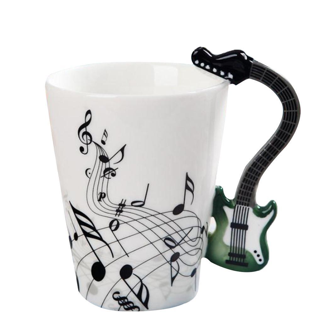 400ml Music Mug with Handle Coffee Cup Ceramic Cup Gift for Friend Guitar