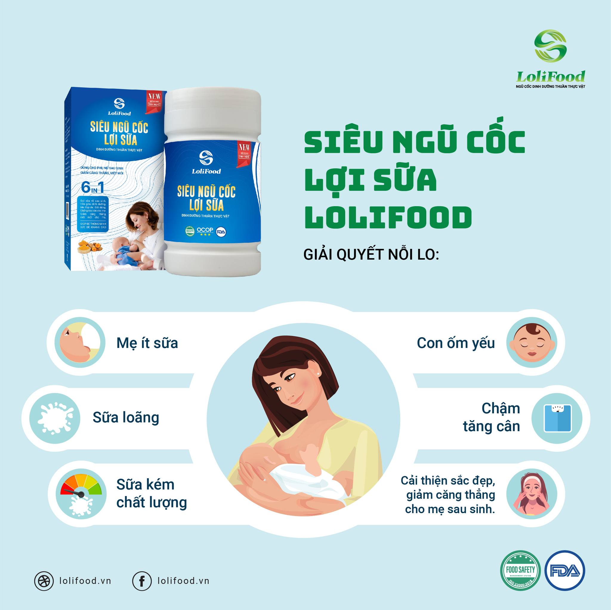 Ngũ Cốc Lợi Sữa LoliFood,100% Hữu Cơ, Siêu Ngũ Cốc 6in1, Ngũ Cốc Dinh Dưỡng Kích Sữa, Dinh Dưỡng cho Mẹ Bé, Bé Khoẻ Hộp 500gr