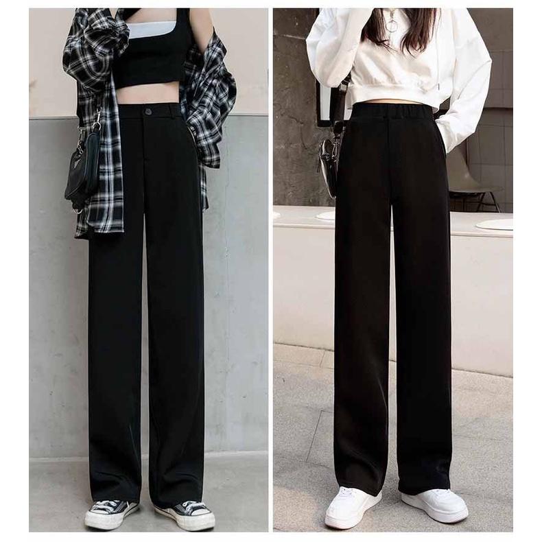 HÀNG THIẾT KẾ Quần Ống Rộng Suông xẻ tà có khóa kéo lưng cao chất tuyết mưa culottes cạp cao cho nữ
