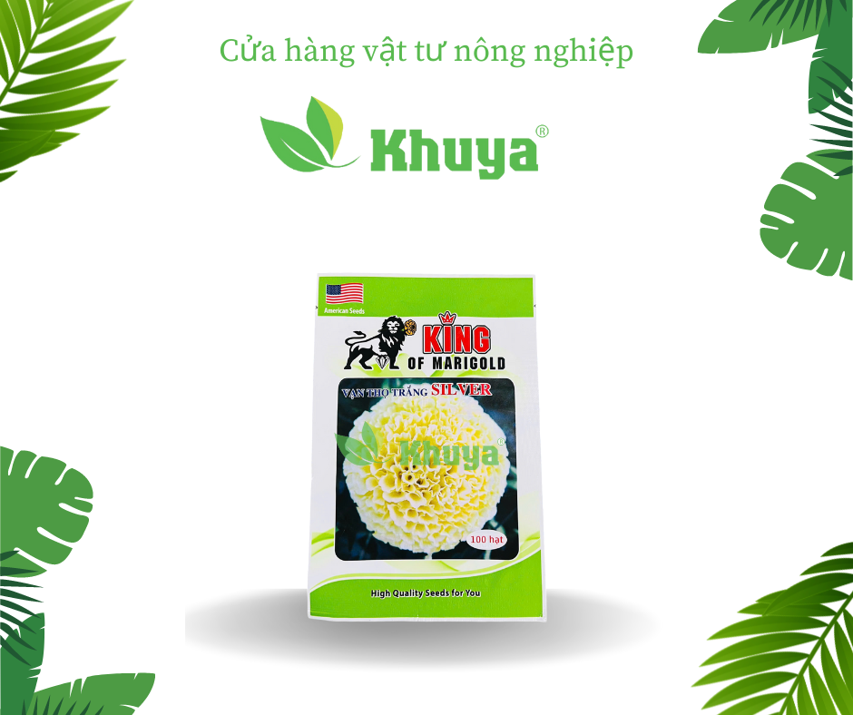 (Date19/08/2026) Hạt giống Hoa Vạn Thọ Trắng SILVER King Of Marigold 100 hạt